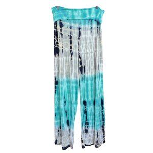 Chatoyant Womens Fold Over Waist Tie-Dye Pants Multicolor Size M Relaxed Fit